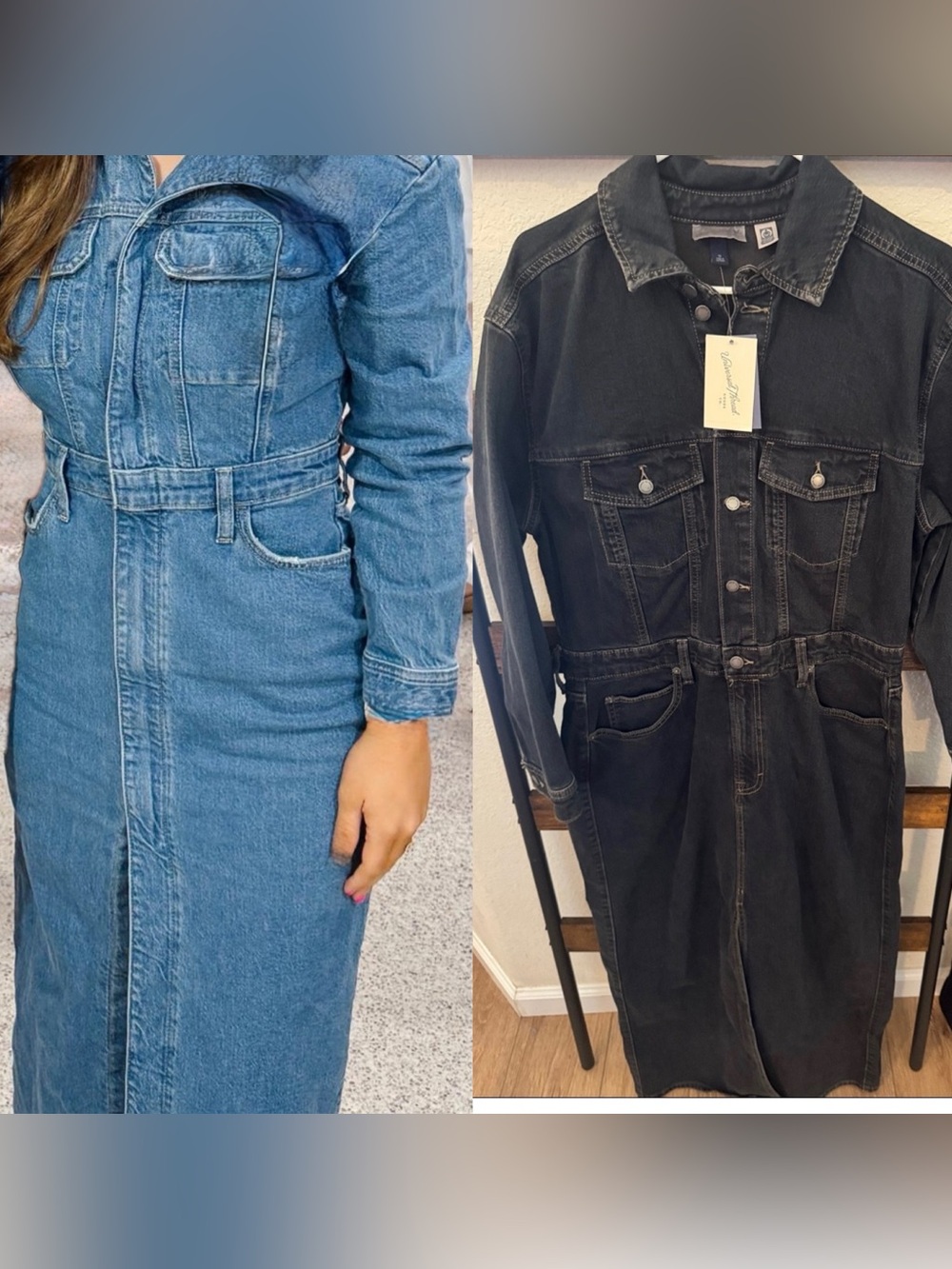 Universal Thread Denim Dress in (used-Blue) NWT-Black. Both size 12. Bundle